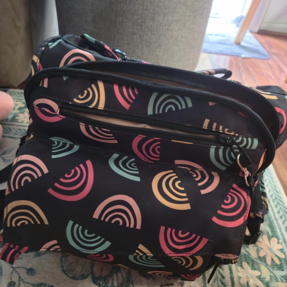 Amazon Black Backpack with Colorful Arches